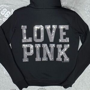 VS PINK VINTAGE BLING FAUX FUR HOODIE JACKET NWOT
